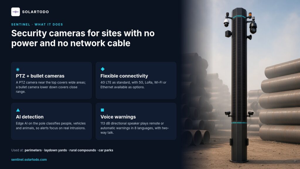 SOLARTODO LIMITED – Sentinel Off-Grid Security & Monitoring Poles for Texas Sites